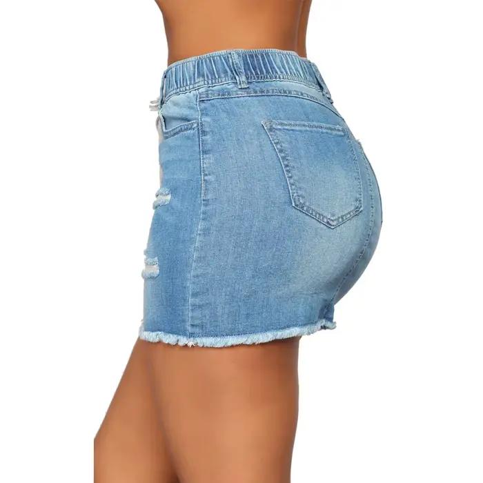 Jupe courte en Denim déchiré pour femmes