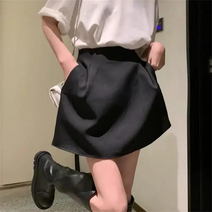 Style de travail coréen costume jupes été nouveau Design noir blanc taille haute