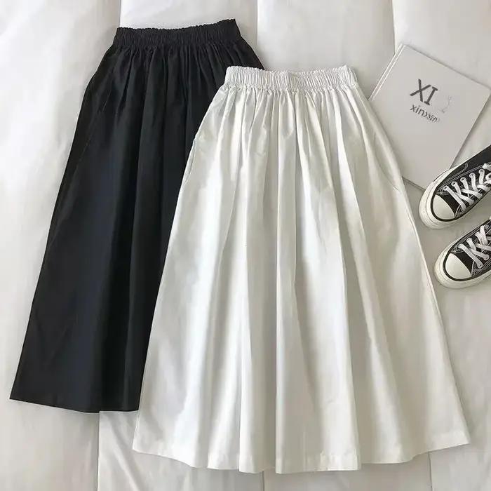 Y2K blanc Miidi jupe Vintage plissée longue