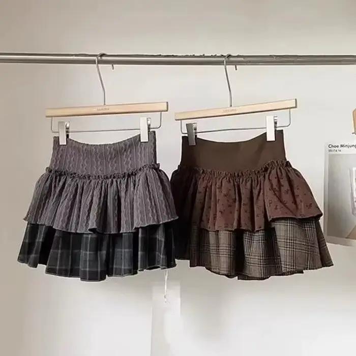 Nouvelle Mini-jupe Émoussée à Volants à Carreaux Style Punk Y2K Rock Subculture Coréen Japonais Preppy Décontractée 2026 pour Femme