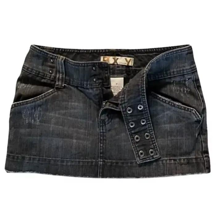 Deeptown Y2k – jupe en jean noire vintage pour femmes