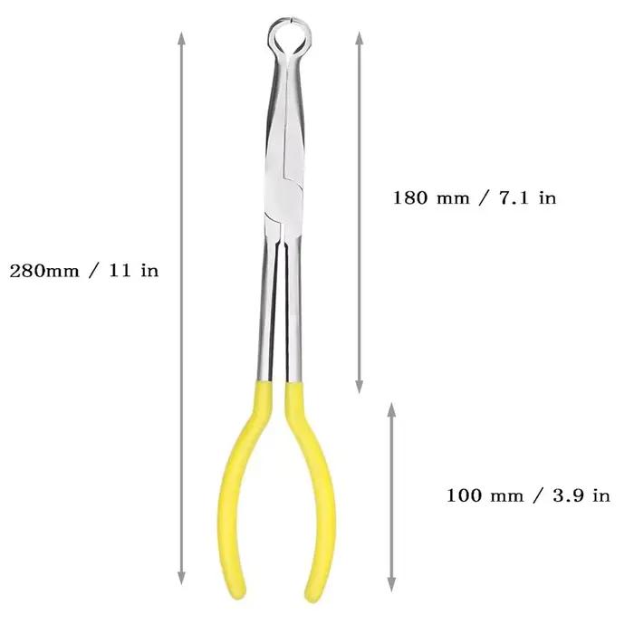 Jeu de pinces à long nez, pinces droites, 25 degrés, 45 degrés, 90 degrés, pinces rondes, 11 pouces, 5 pièces