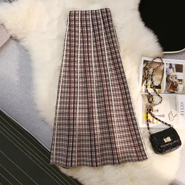 Jupe trapèze taille haute rétro pour femme
