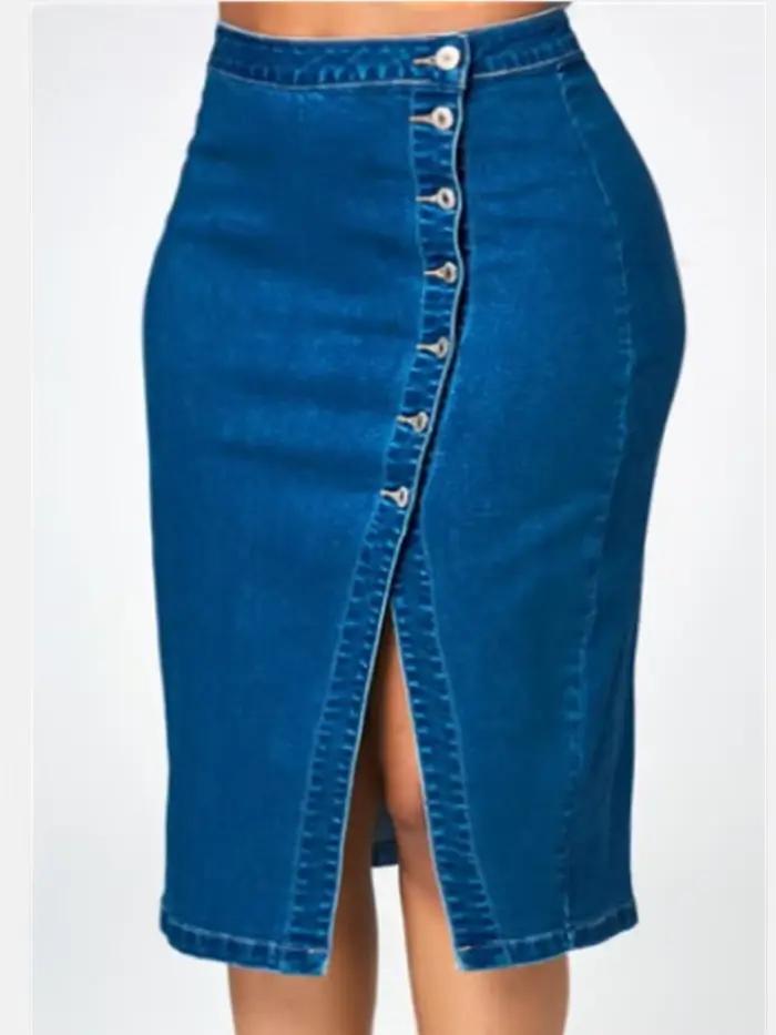 Jupe mi-longue en denim pour femme
