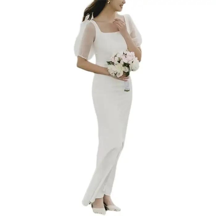 Robe de mariée simple en satin vintage