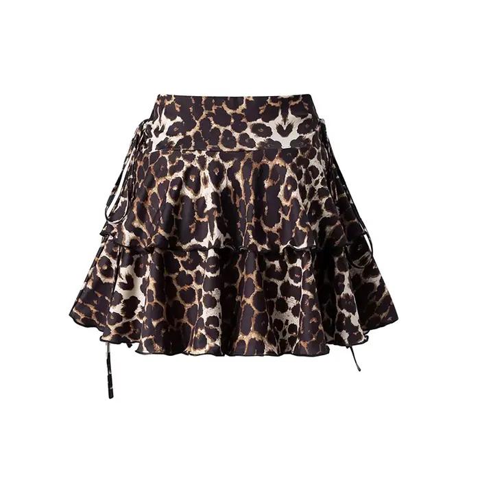 Nouvelle Collection Été – Jupe Courte Élégante et Simple à Imprimé Floral Léopard pour Femme
