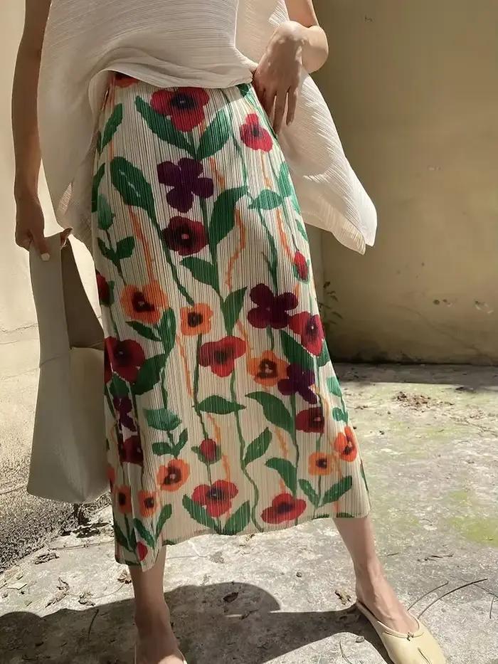 Jupes mi-longues imprimées pour femmes