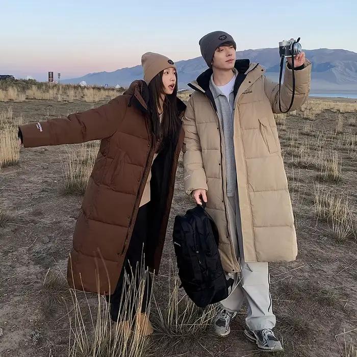 -30 °   Doudoune longue d'hiver pour hommes, longueur aux genoux, épaisse et chaude, Parka bouffante en duvet de canard blanc, manteau d'affaires décontracté à capuche