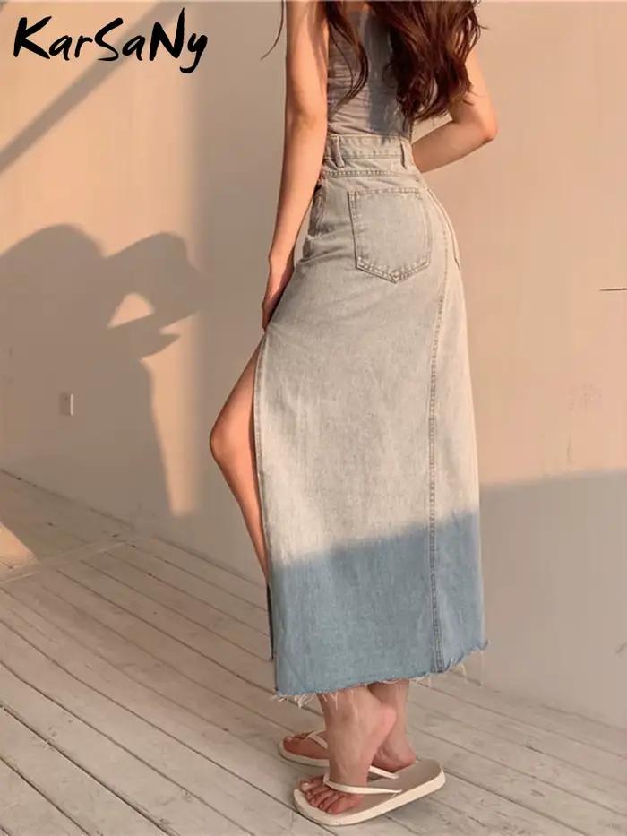 KarSaNy-Jupe en jean décontractée pour femme