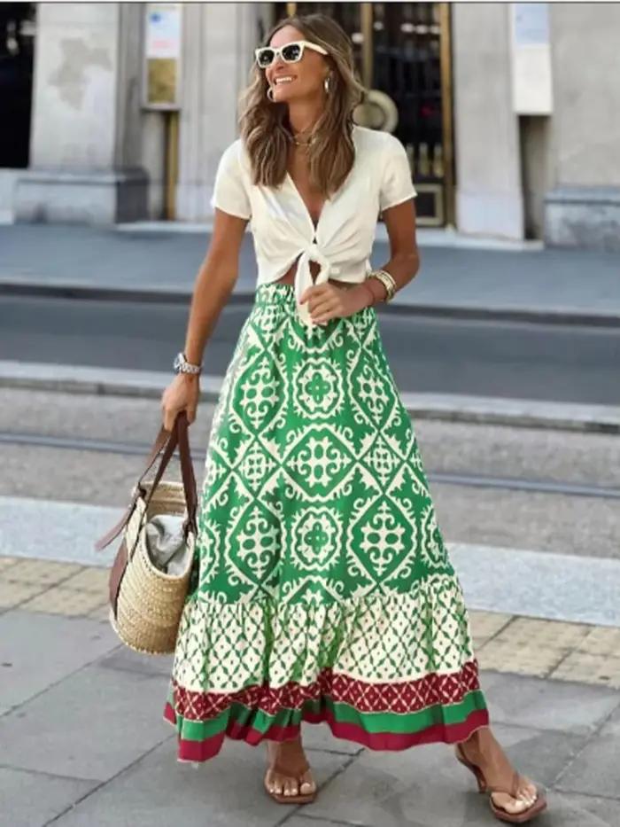 Robe bohème imprimée style rétro pour femmes, robe de vacances de printemps