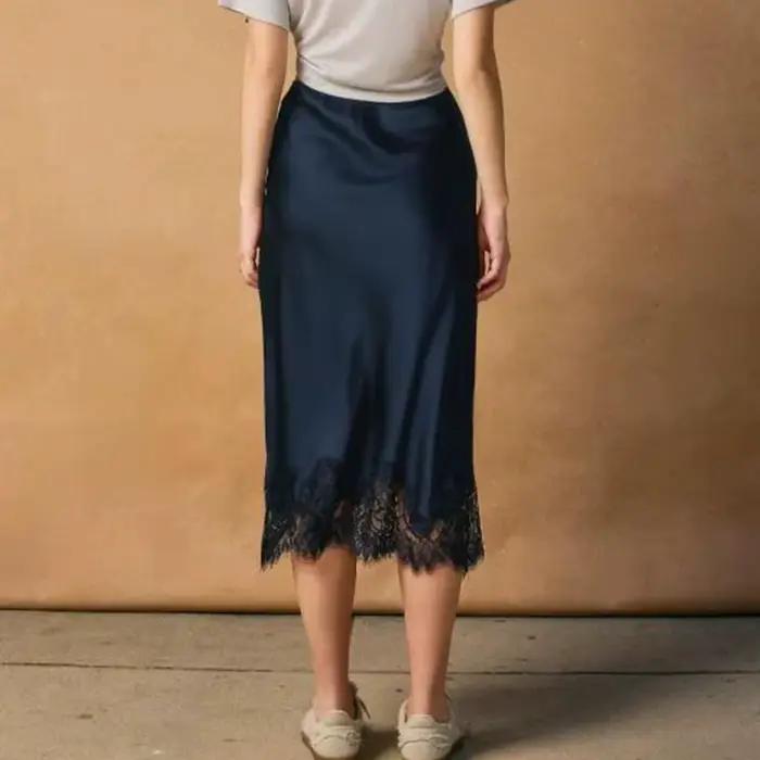Jupe longue en Satin de soie pour femmes