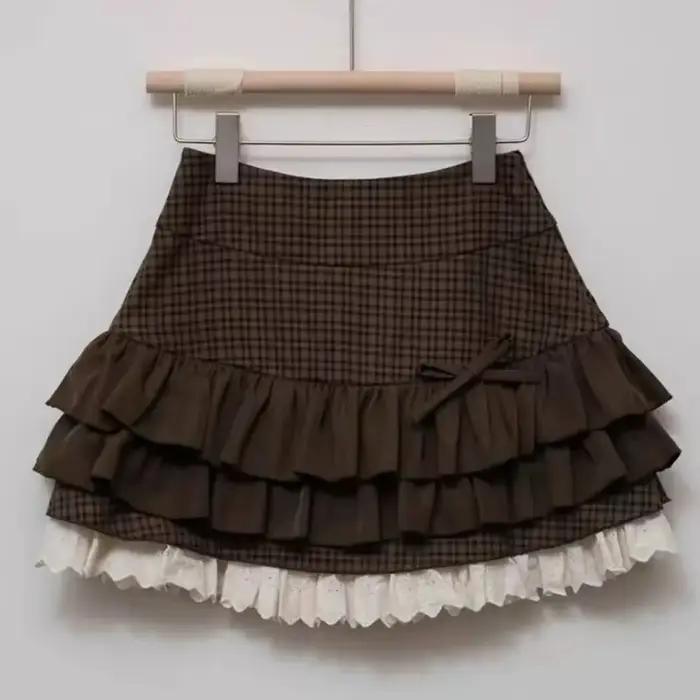 Jupes à carreaux marron pour femmes