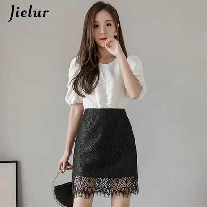 Jielur-Mini jupe en dentelle