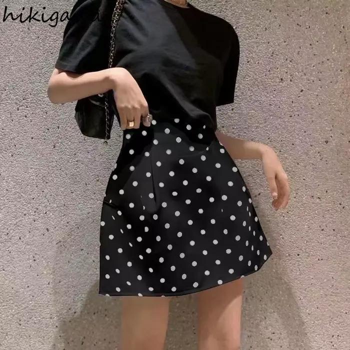 Mini jupes Vintage pour femmes 2025 Faldas Mujer De Moda taille haute a-ligne douce Jupe à pois mode
