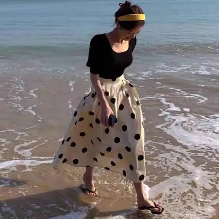 Jupe trapèze à fermeture éclair pour femmes