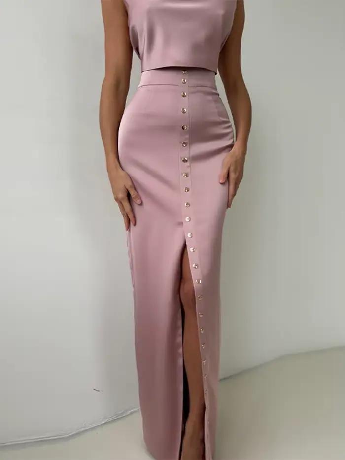 Ensembles élégants de jupes longues en satin pour femmes