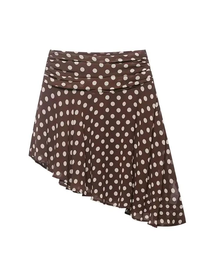 Jupe asymétrique à pois pour femmes