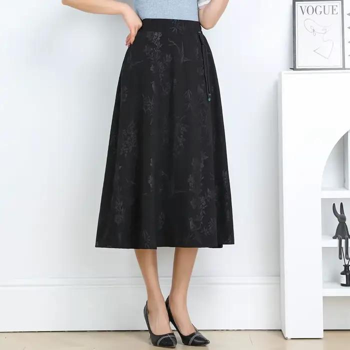 Jupe midi évasée taille haute pour femme