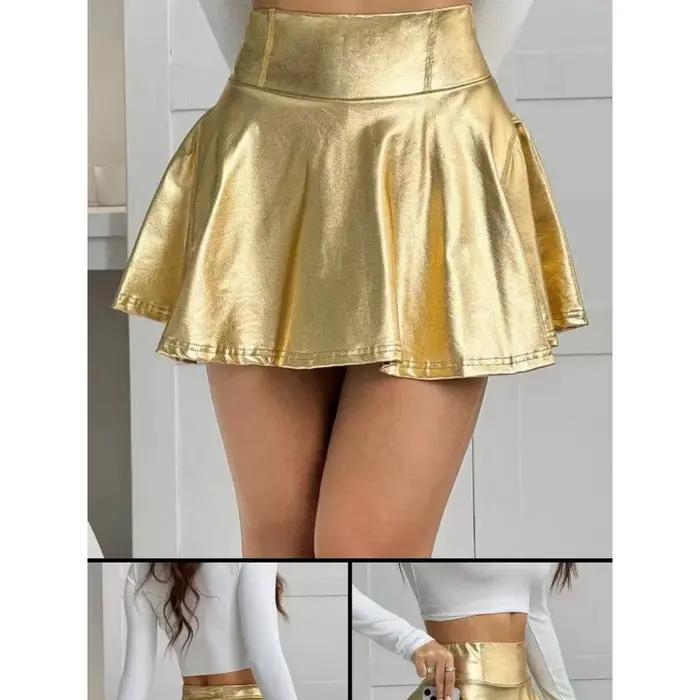 Mini-jupe taille haute évasée pour femme