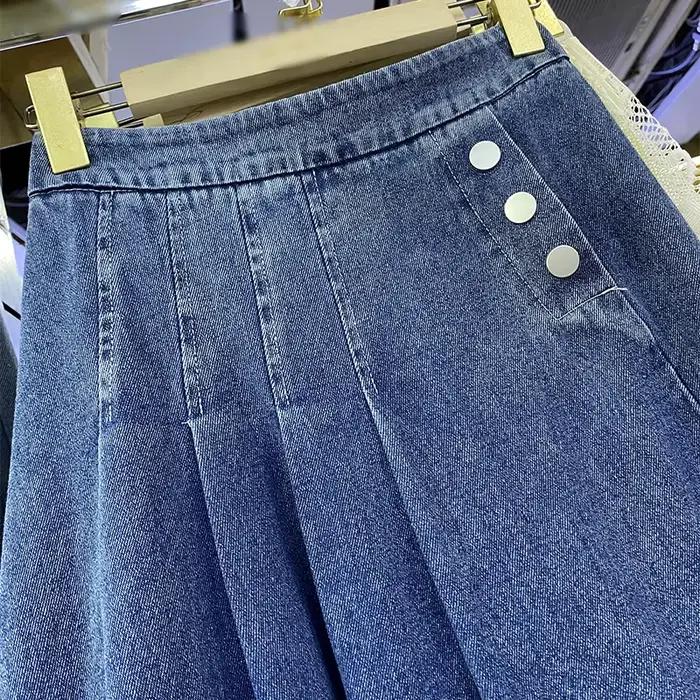 Jupe longue élastique en jean pour femme
