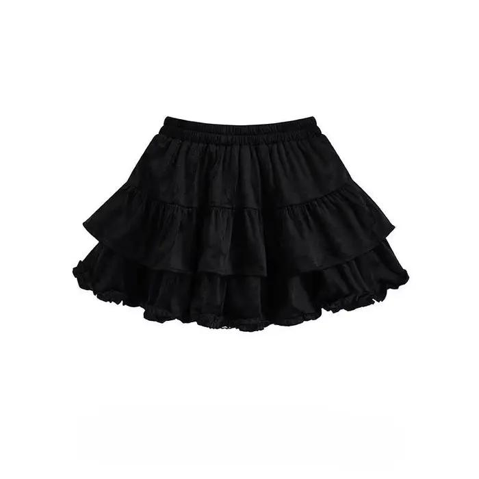 Jupe mi-longue style gâteau à ourlet à volants pour filles