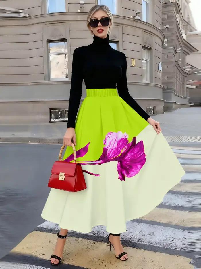 Jupe midi à imprimé floral pour femme