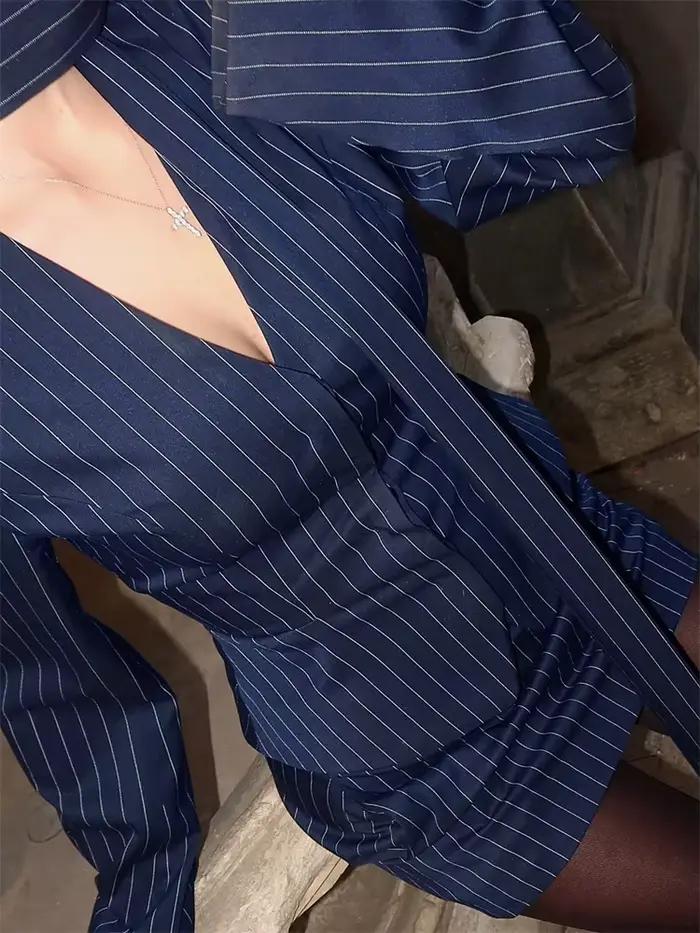 Tossy 3 pièces-ensemble femme costume Mini jupe élégant rayé trajet Patchwork mode luxe col en v fête semble pour les femmes ensembles de costumes