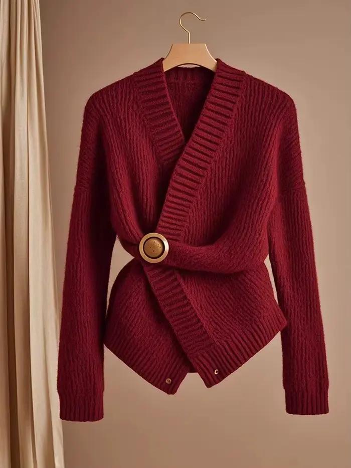 Pull tricoté rouge pour femmes
