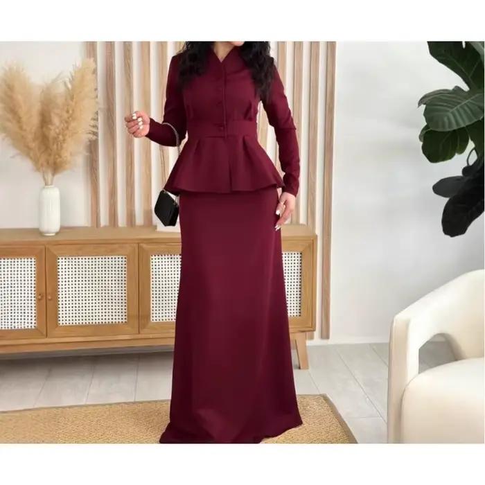 Lotus Leaf – haut élégant à manches longues avec jupe longue, costume Slim, à la mode, automne 2025