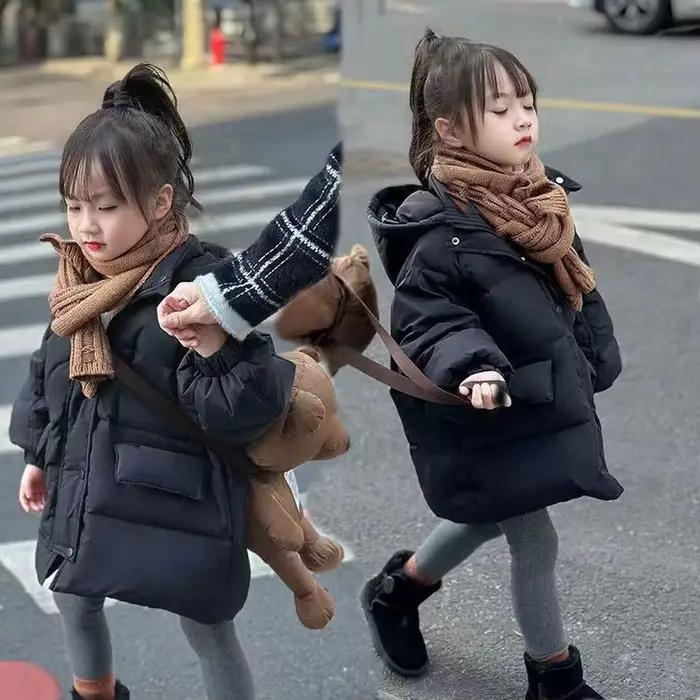 Veste en coton mi-longue ample pour filles, nouvelle collection hiver 2026, veste matelassée épaisse