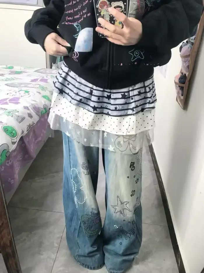 Jupes Harajuku à rayures et patchwork