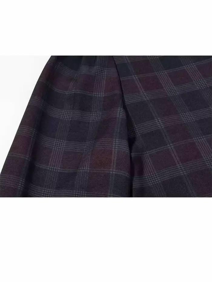 HH femme jupe costume mode Plaid manches longues simple boutonnage col en V chemise hauts + Chic taille haute fermeture