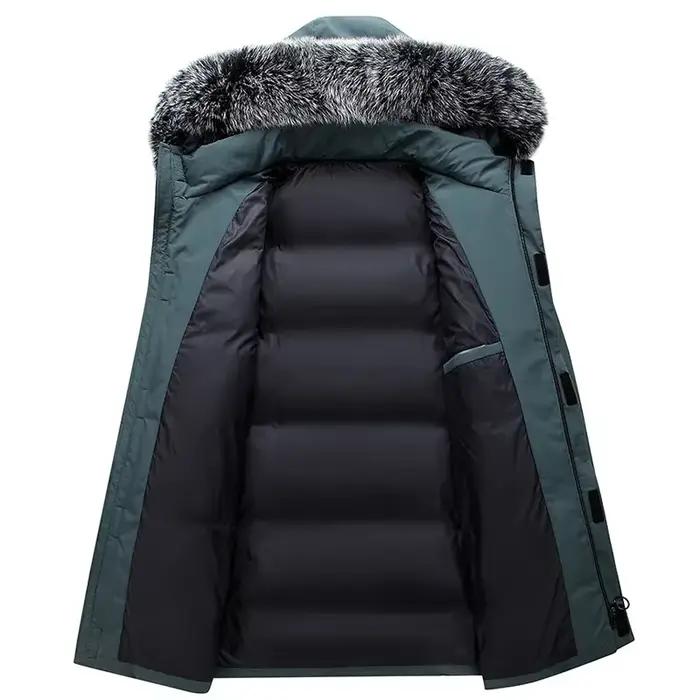 Veste longue coupe-vent en duvet de canard pour homme, pardessus chaud, veste à capuche, parkas multi-poches, automne, hiver
