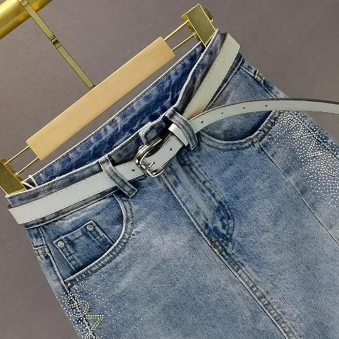 Femme jupe en jean taille haute jupes