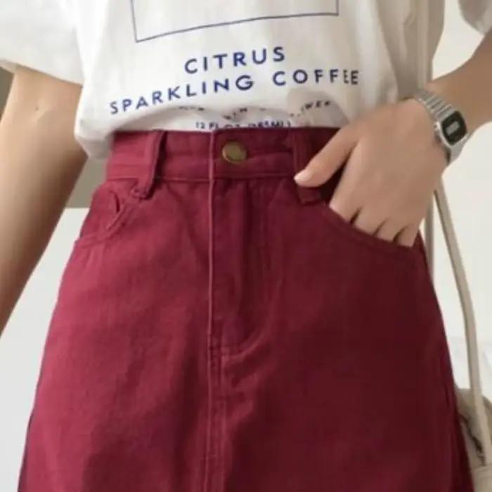 Jupe en jean style coréen pour femmes élégante trapèze vintage mode été chic Loisirs mince ajustement empire coupe régulière