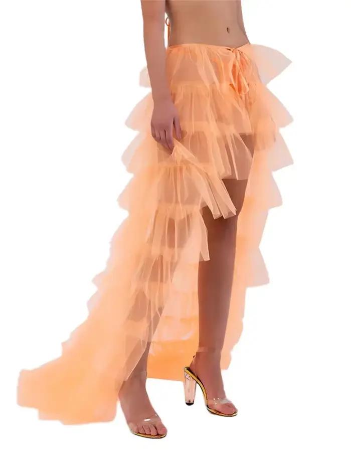 Mode longue jupe en Tulle femmes élégante princesse Style Sexy maille irrégulière Tutu jupes Vintage