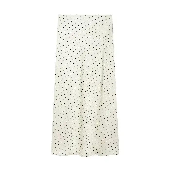 Jupes longues à pois pour femme, jupe midi superposée en satin, jupe plissée d'été pour femme, jupe crayon taille haute pour femme