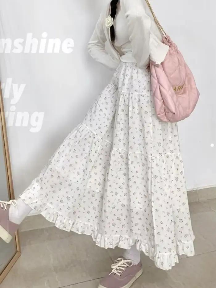 Jupe trapèze florale pour femme