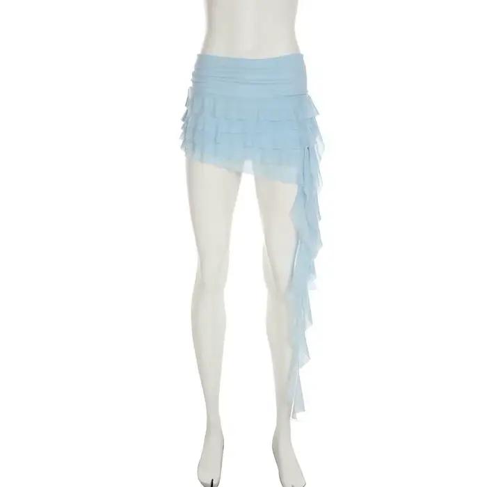 Mini jupe taille haute en maille pour femmes