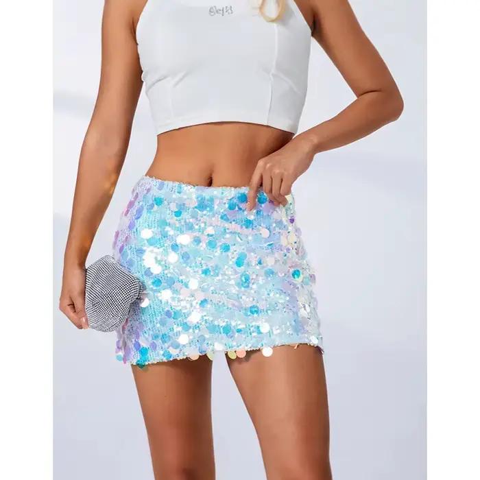 Mini-jupe sexy à sequins pour femme