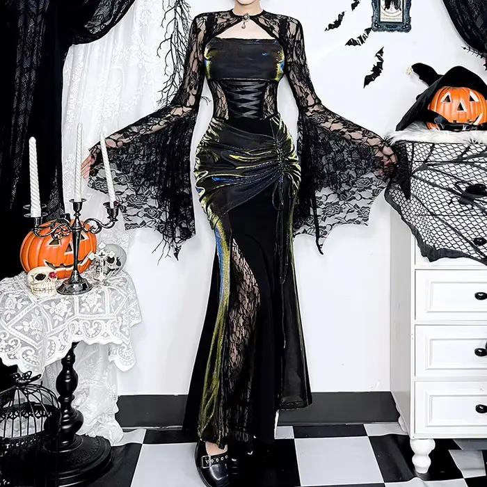 Robe longue gothique noire pour femmes