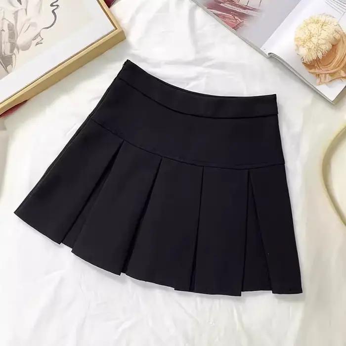Jupe courte plissée grise taille haute pour femme