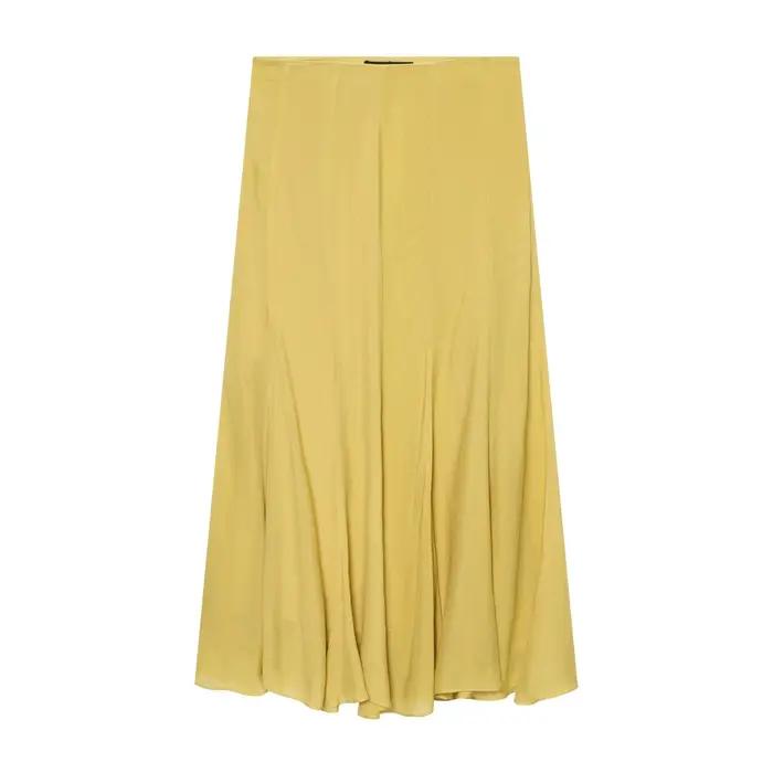 Jupe longue jaune sexy style urbain couleur unie décontractée polyester pur tendance pour femme transfrontalière Asie du Sud-Est