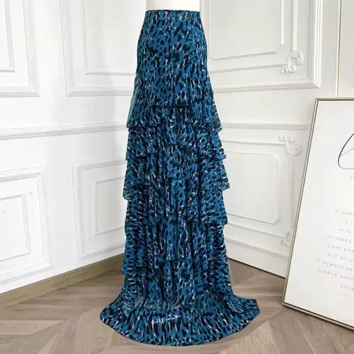 Jupe longue femme taille haute ajustée