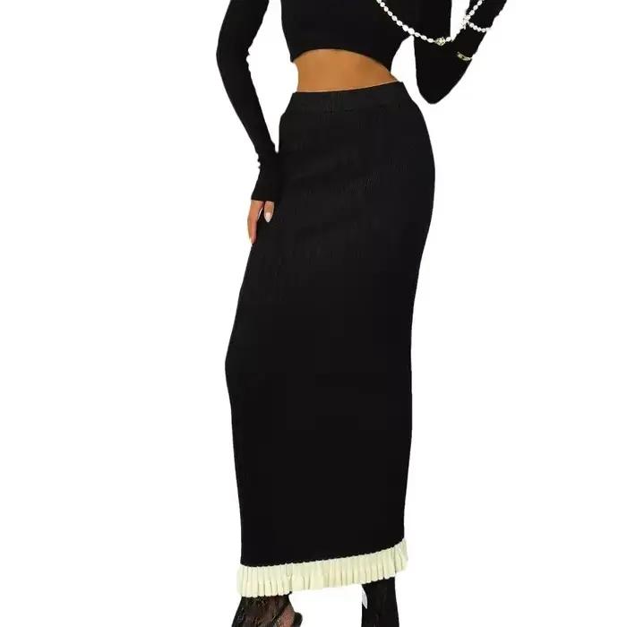 Jupe crayon en tricot moulante mi-longue pour femme
