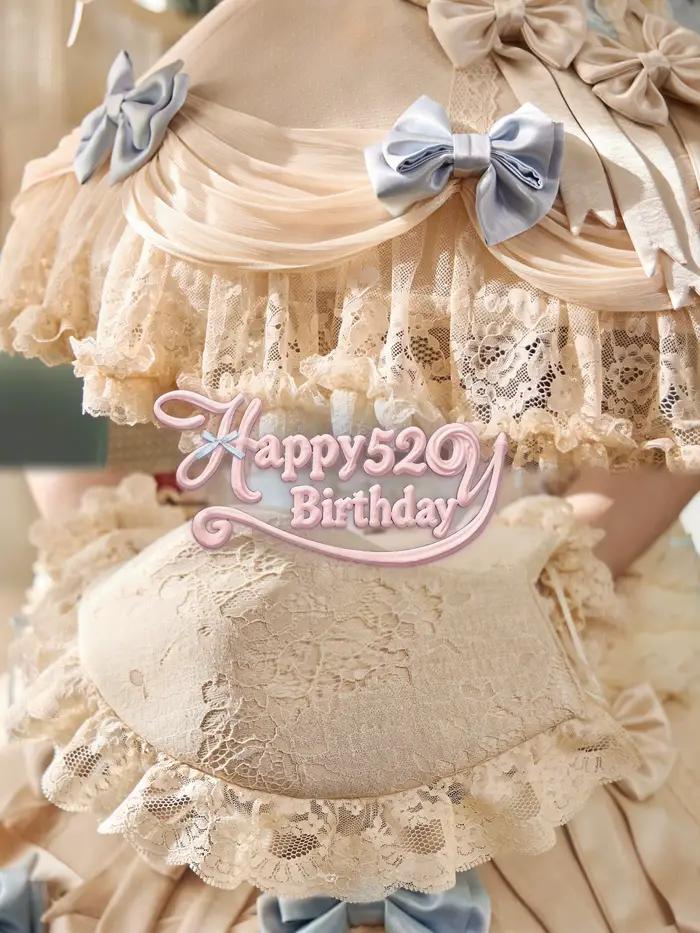 Jupe Lolita en dentelle bleue laiteuse style Rococo français original avec nœud vintage pour parties estivales et fêtes de Pâques