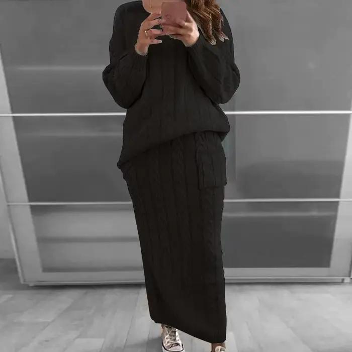 Ensemble pull et jupe en tricot pour femme