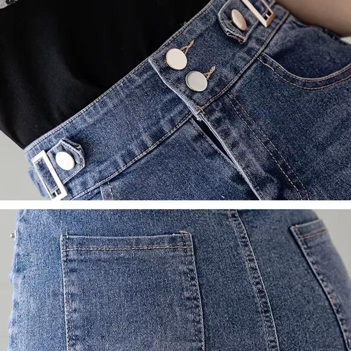 Automne 2025 grande taille Jupe pour femmes taille haute grande taille fente noir ou bleu jean jupes mode coréenne mince Jupe Femme