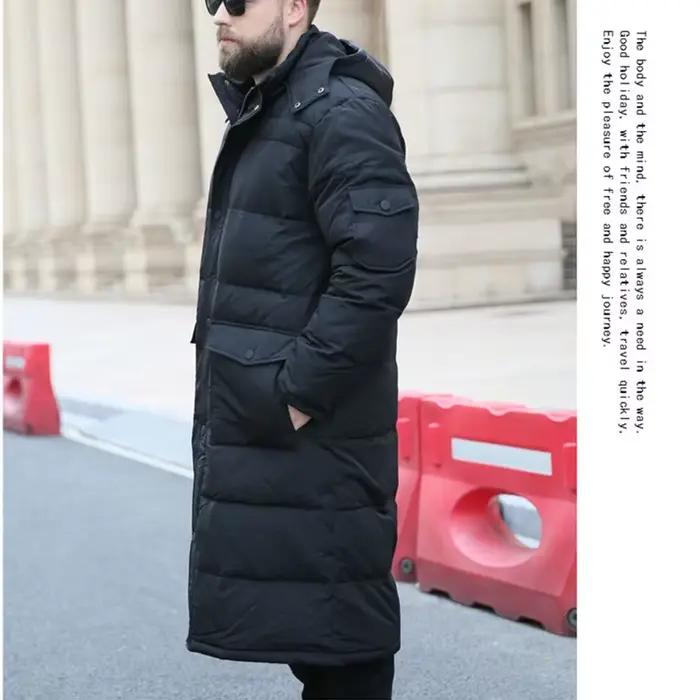 Doudoune blanche Extra longue pour homme, manteau épais Cargo noir à capuche, chaud, grande taille 6XL 7XL 8X 9XL 10XL, hiver 2023 86%