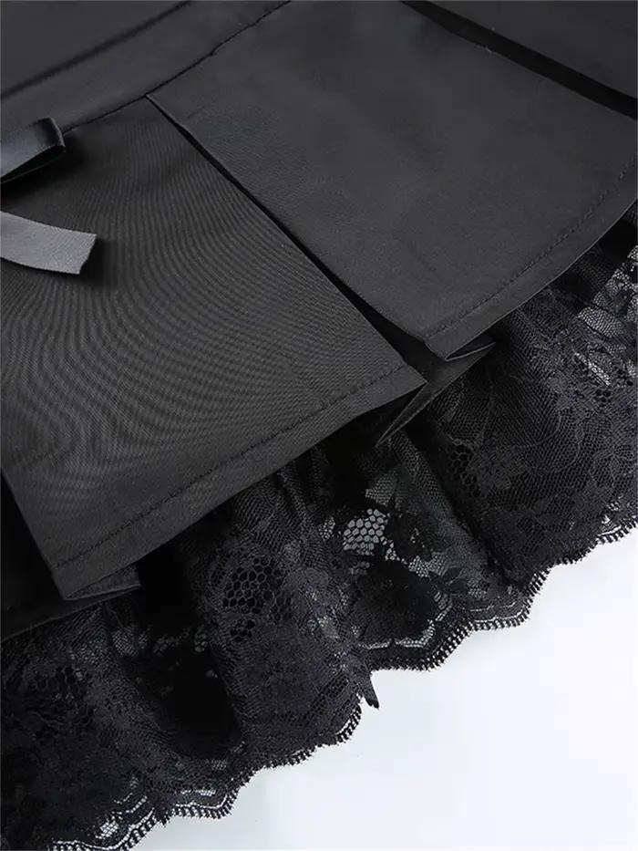 Mini jupe plissée noire gothique pour femmes